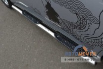 Пороги на Mitsubishi Outlander из полированной стали-2