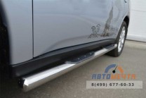 Пороги на Mitsubishi Outlander из полированной стали-1