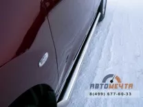 Защита порогов для Nissan Murano 2010-, (труба), d76 мм, скосы 45 градусов Пороги из нержавейки на Nissan Murano нержавейка