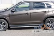 Защита порогов для Peugeot 4008, (труба), d63 мм, скосы 45 градусов Пороги для Peugeot из качественной стали