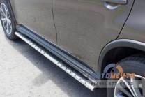 Защита порогов для Пеж 4008, d75х42 мм, овал с проступью-0 Пороги для Peugeot без сверления-0