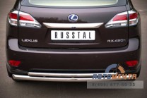 Защита заднего бампера для Lexus RX 270/350/450h 2012-, d63/42 мм c подъемом, (дуга)-3 Защита заднего бампера для Lexus RX из нержавейки-3