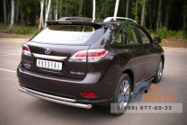 Защита заднего бампера для Lexus RX 270/350/450h 2012-, d63/42 мм c подъемом, (дуга)-2 Защита заднего бампера для Lexus RX из нержавейки-2