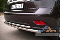 Защита заднего бампера для Lexus RX 270/350/450h 2012-, d63/42 мм c подъемом, (дуга)-0 Защита заднего бампера для Lexus RX из нержавейки-0