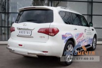 Защита заднего бампера для Infinity QX56 75х42 мм_(75х42) овалы-2 Защита заднего бампера для Infiniti QX56 из нержавейки-2