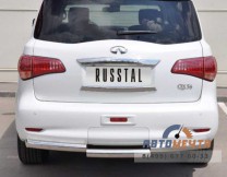 Защита заднего бампера на Infiniti QX56, нерж-0