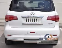 Защита заднего бампера на Infiniti QX56, нерж