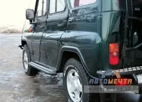 Защита порогов Уаз Хантер ППК с алюминиевым листом площадкой