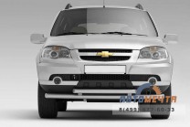 Защита переднего бампера двойная 63/51 мм окрашенная для CHEVROLET NIVA 2009- -0