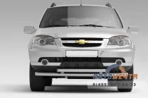 Защита переднего бампера двойная 63/51 мм окрашенная для CHEVROLET NIVA 2009- 