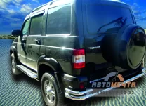 Защита заднего бампера НПС УАЗ Патриот (ДОРЕСТАЙЛ) до 2015 труба с уголками 63/43 мм