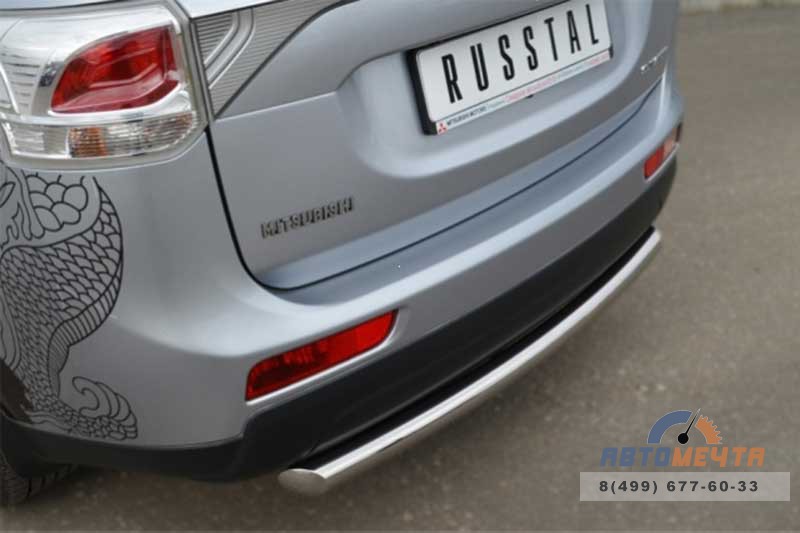 Защита заднего бампера для Mitsubishi Outlander 2012, d63 мм (дуга) Защита заднего бампера на Mitsubishi Outlander 2012