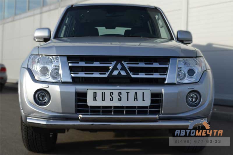Защита переднего бампера для Mitsubishi Pajero 4 2012, d76_42 мм, (секции дуга) Защита перед. бампера на Mitsubishi Pajero 4 12, нерж