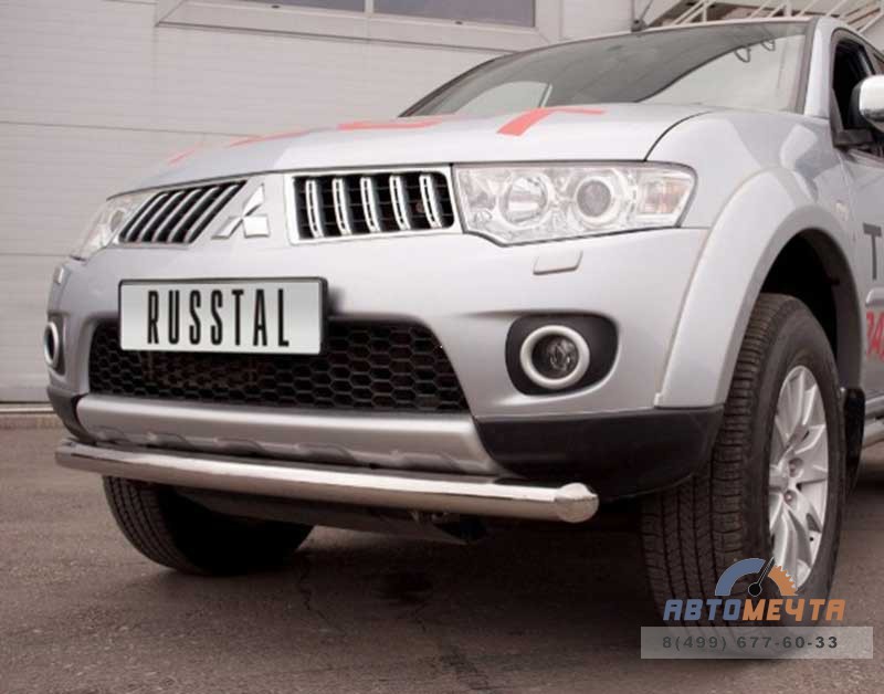 Защита переднего бампера для Mitsubishi Pajero Sport 2010-, d76 мм (дуга) Защита перед. бампера на Mitsubishi Pajero Sport