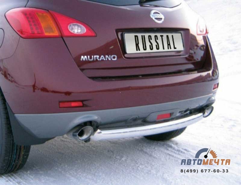 Защита заднего бампера для Nissan Murano 2010-, d63 мм (дуга) Защита заднего бампера на Nissan Murano 2010-, нерж