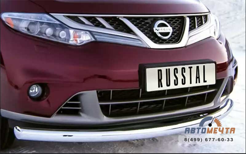 Защита переднего бампера для Nissan Murano 2010-, d76 мм (дуга) Защита бампера передняя на Nissan Murano нерж.