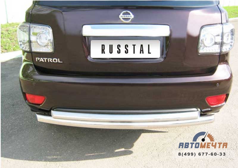 Защита заднего бампера для Nissan Patrol 2010, d76/76 мм, (дуга) Защита бампера задняя для Nissan Patrol 2010, нерж