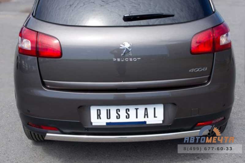 Защита заднего бампера для Peugeot 4008, d75х42 мм, овал Защита бампера задняя на Peugeot 4008