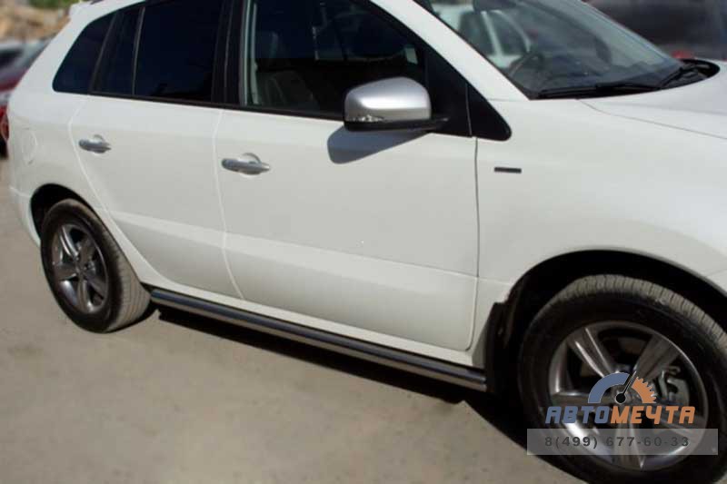 Пороги для Renault Koleos 2012-, (труба), d63 мм, сферические наконечники Пороги для Renault Koleos 2012-, нержавейка