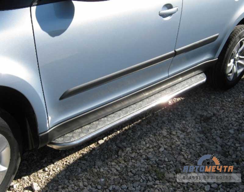 Защита порогов для Skoda Yeti, d42 мм c листом Где Пороги для Skoda Yeti