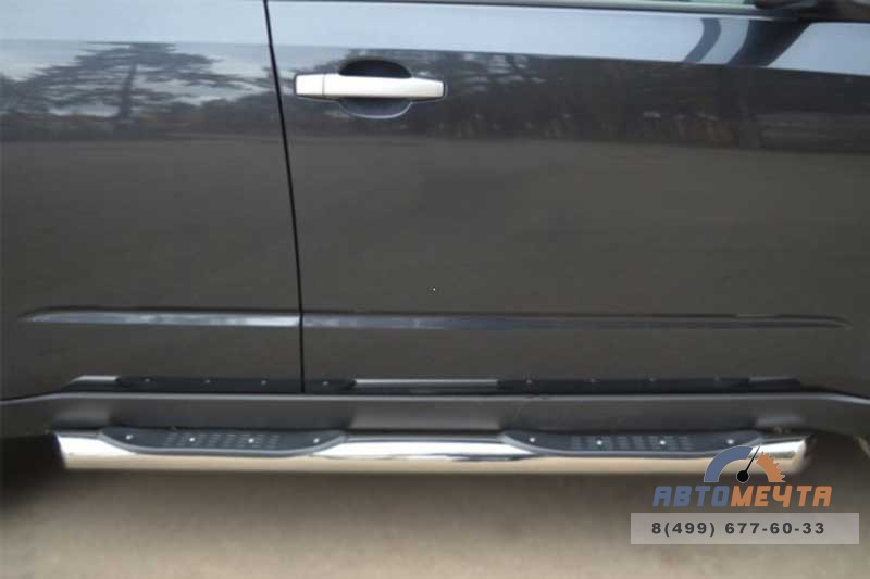 Пороги для Subaru Forester 2008-, (труба с накладками ), d76 мм, (1 вариант) Пороги для Subaru Forester
