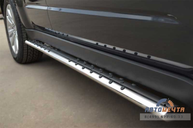 Защита порогов для Subaru Forester 2008-, (труба с проступью), d75х42 мм Защита порогов для Subaru Forester 2008-