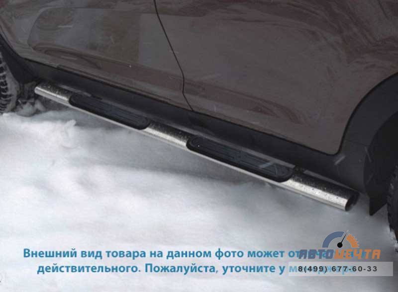 Защита порогов для Toyota RAV 4 long 09-, d75х42 мм, овал с накладками Пороги на Toyota RAV 4 09-