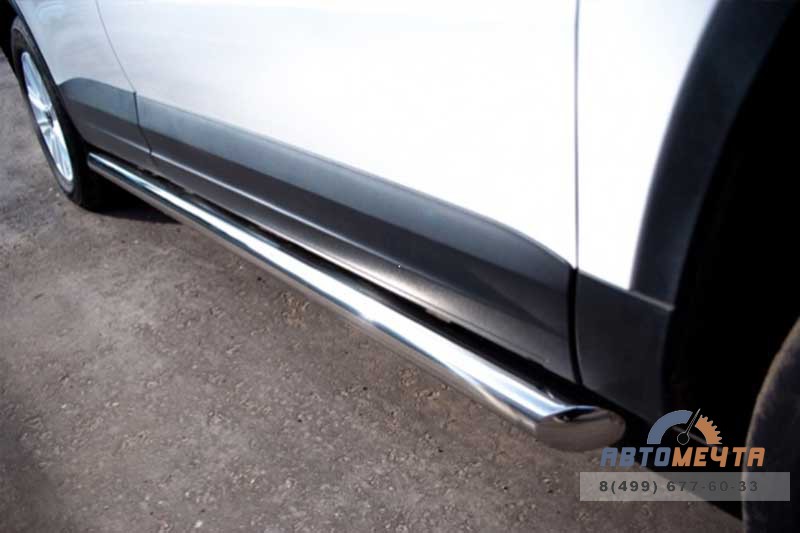 Защита порогов для VolksWagen Tiguan Track & Field, (труба), d63 мм, скосы 45 градусов Пороги на Volkswagen Tiguan