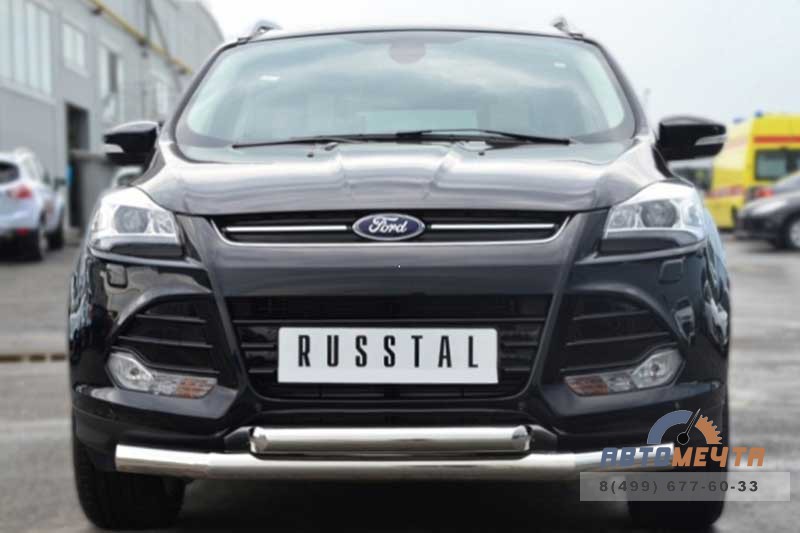 Защита переднего бампера для Ford Kuga 2013, d76 мм (секции) d63 мм (дуга) Защита переднего бампера для Ford Kuga