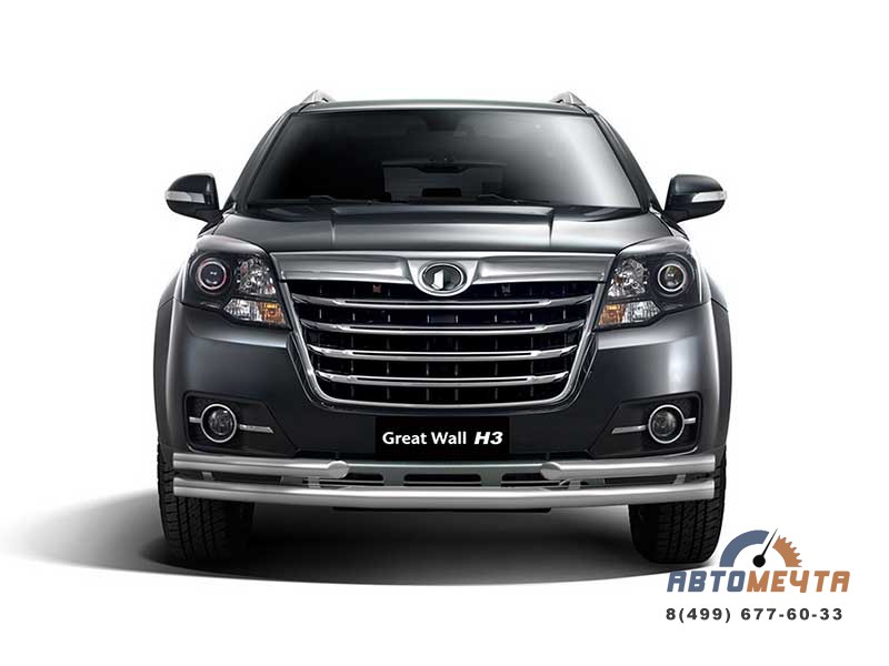 Защита переднего бампера двойная с углами Ø63/51мм для GREAT WALL HOVER H3 2014- Защита переднего бампера на GREAT WALL HOVER H3 2014-
