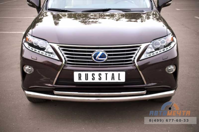 Защита переднего бампера для Lexus RX 270/350/450h 2009-2012, d63/42 мм (дуга) Защита переднего бампера для Lexus RX