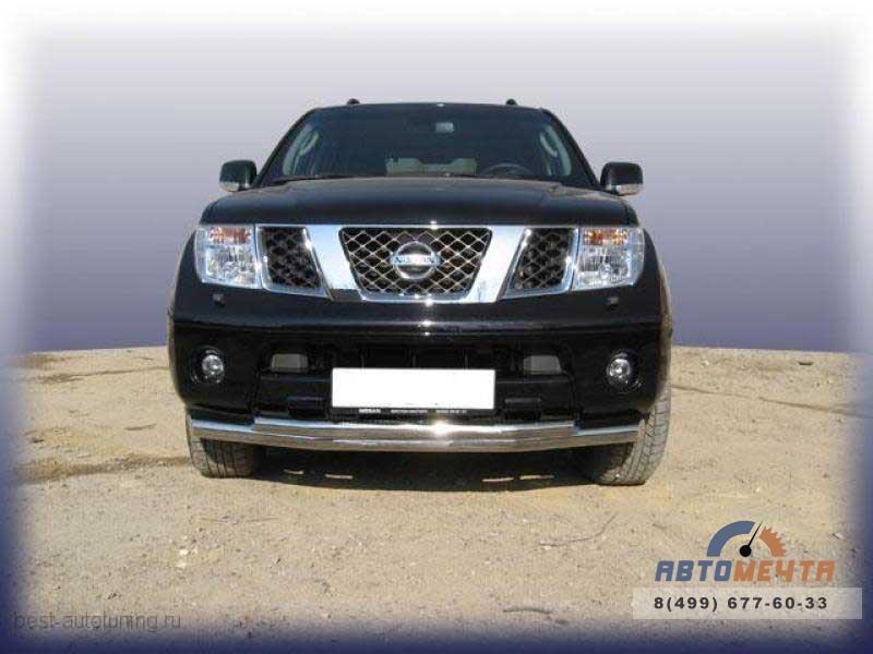 Защита переднего бампера d76 мм/42 (дуга) для Nissan Navara Защита переднего бампера на Nissan, нерж