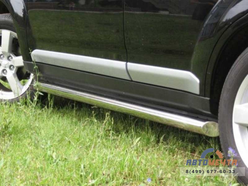 Защита порогов для Mitsubishi Outlander XL 2007-2009, (труба), d63 мм, скосы 45 градусов Защита порогов для Mitsubishi из нержавейки