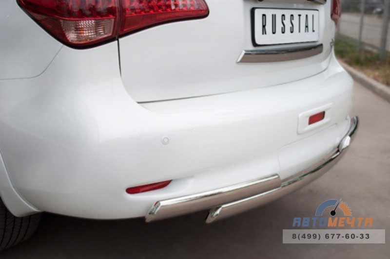 Защита заднего бампера для Infinity QX56 75х42 мм_(75х42) овалы Защита заднего бампера для Infiniti QX56 из нержавейки